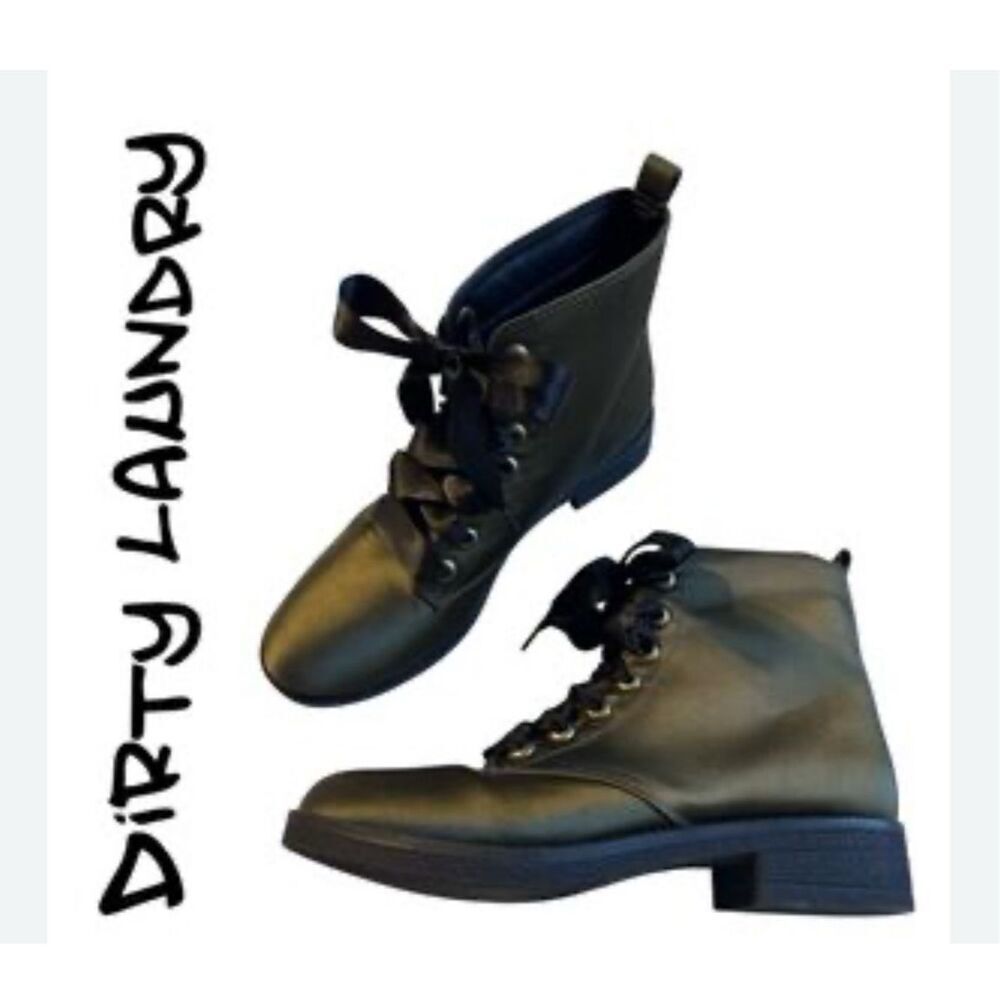 Dirty Laundry Olive Workboot With Femme Satin Laces, 7